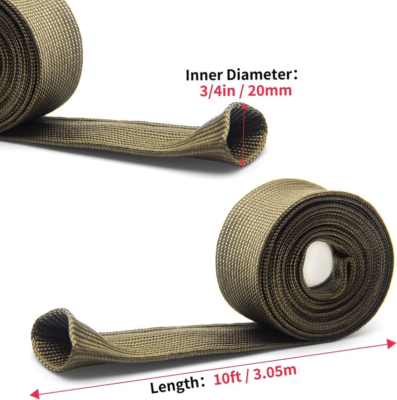 AggSound Heat Shield Sleeve 3/4" ID X 10' - Fuel Line Hose Protector for Car Spark Plug Wire Heat Shield Wrap Automotive Insulation Protection Boots Roll, Brake Cable, Hose & Wire Loom Cover, Titanium - Image 2